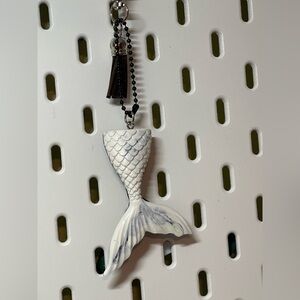 Handcrafted Resin Mermaid Tail Keychain with Tassel
